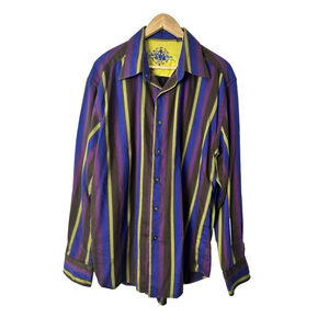 Robert Graham Flip Cuff Contrast Collar Dress Shirt Men’s 2XL Classic Fit Dressy